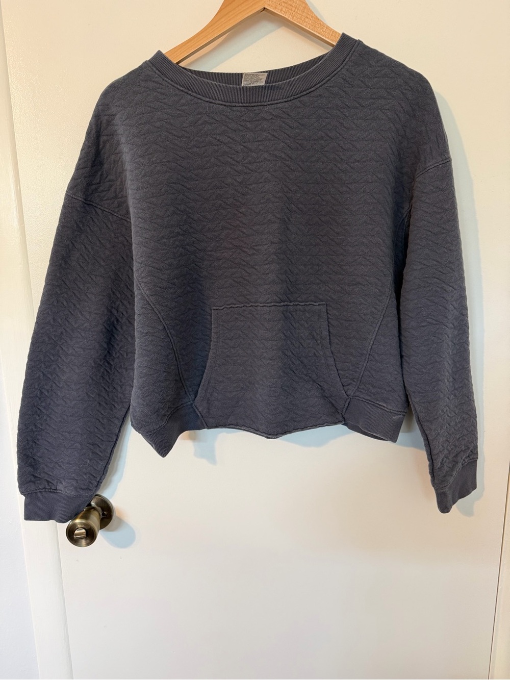 Quilted Cropped Crewneck Sweatshirt